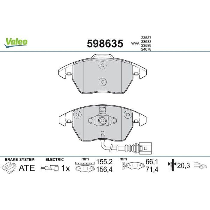 Valeo 598635 Bremsbelagsatz, Scheibenbremse