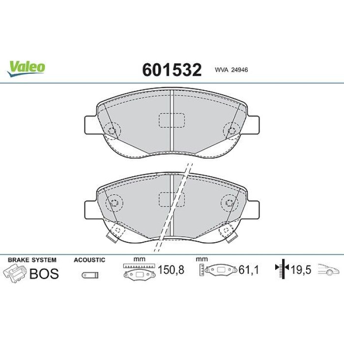 Valeo 601532 Bremsbelagsatz, Scheibenbremse Valeo 601532 Bremsbelagsatz, Scheibenbremse