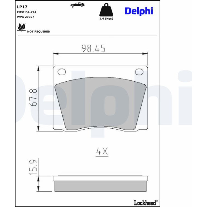 Delphi LP17 Bremsbelagsatz, Scheibenbremse Delphi LP17 Bremsbelagsatz, Scheibenbremse