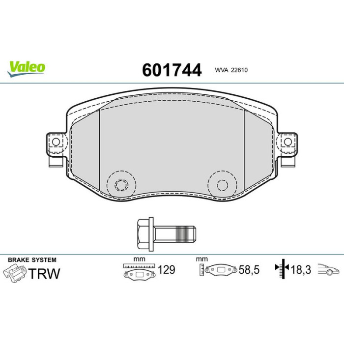 Valeo 601744 Bremsbelagsatz, Scheibenbremse