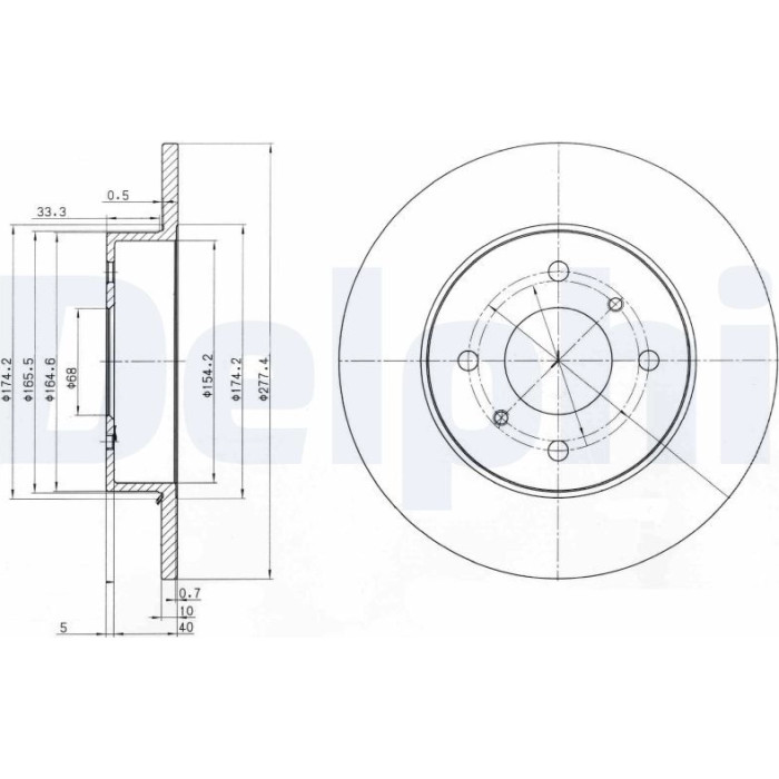 Delphi BG3764 Bremsscheibe