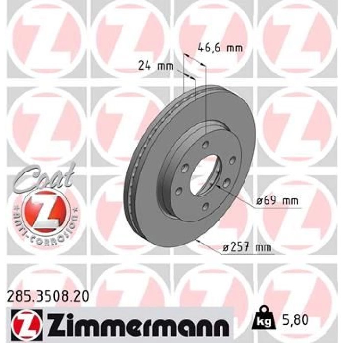 Zimmermann 285.3508.20 Bremsscheibe Coat Z Zimmermann 285.3508.20 Bremsscheibe Coat Z