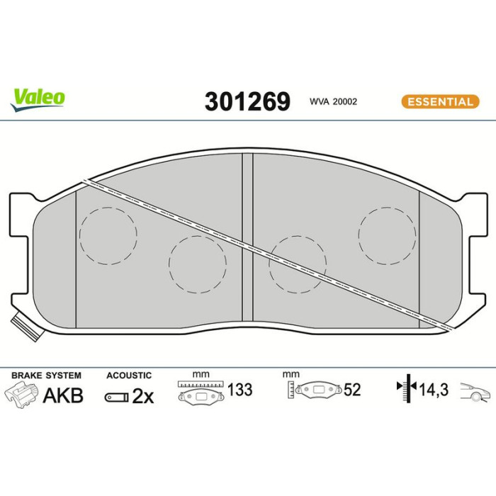 Valeo 301269 Bremsbelagsatz, Scheibenbremse ESSENTIAL Valeo 301269 Bremsbelagsatz, Scheibenbremse ESSENTIAL