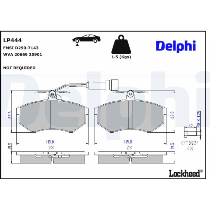 Delphi LP444 Bremsbelagsatz, Scheibenbremse Delphi LP444 Bremsbelagsatz, Scheibenbremse