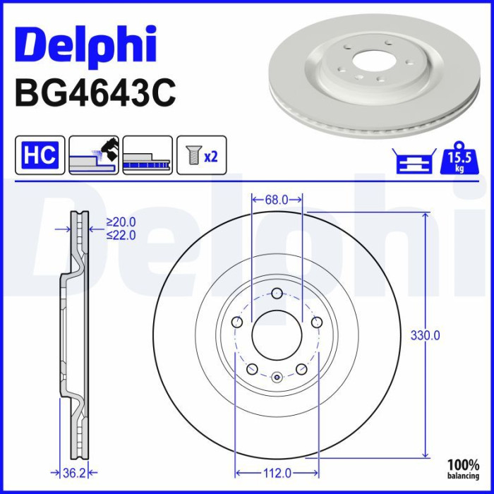 Delphi BG4643C Bremsscheibe Delphi BG4643C Bremsscheibe