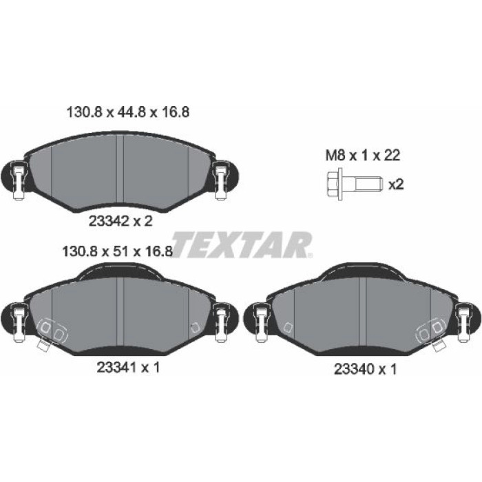 Textar 2334001 Bremsbelagsatz, Scheibenbremse Textar 2334001 Bremsbelagsatz, Scheibenbremse