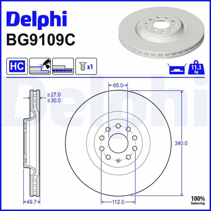 Delphi BG9109C Bremsscheibe Delphi BG9109C Bremsscheibe