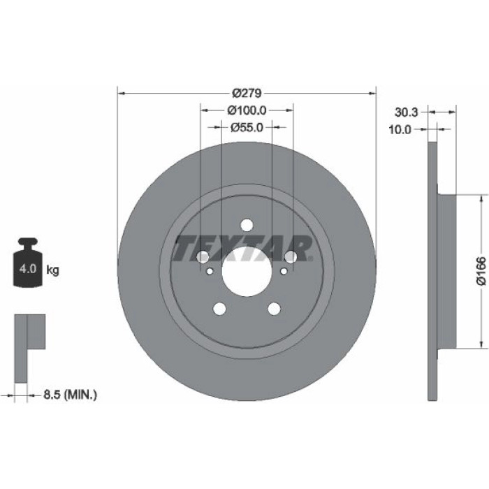 Textar 92228303 Bremsscheibe PRO Textar 92228303 Bremsscheibe PRO
