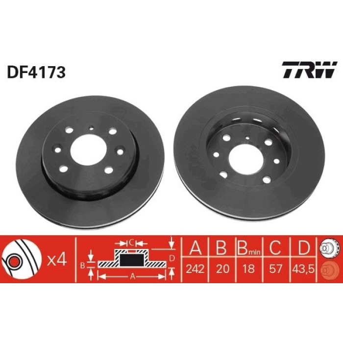 TRW DF4173 Bremsscheibe TRW DF4173 Bremsscheibe