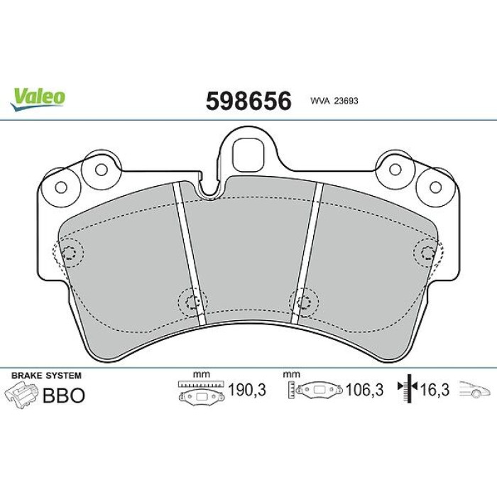 Valeo 598656 Bremsbelagsatz, Scheibenbremse Valeo 598656 Bremsbelagsatz, Scheibenbremse