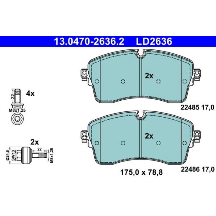 ATE 13.0470-2636.2 Bremsbelagsatz, Scheibenbremse Ceramic ATE 13.0470-2636.2 Bremsbelagsatz, Scheibenbremse Ceramic