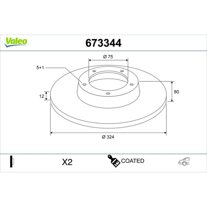 Valeo 673344 Bremsscheibe COATED Valeo 673344 Bremsscheibe COATED