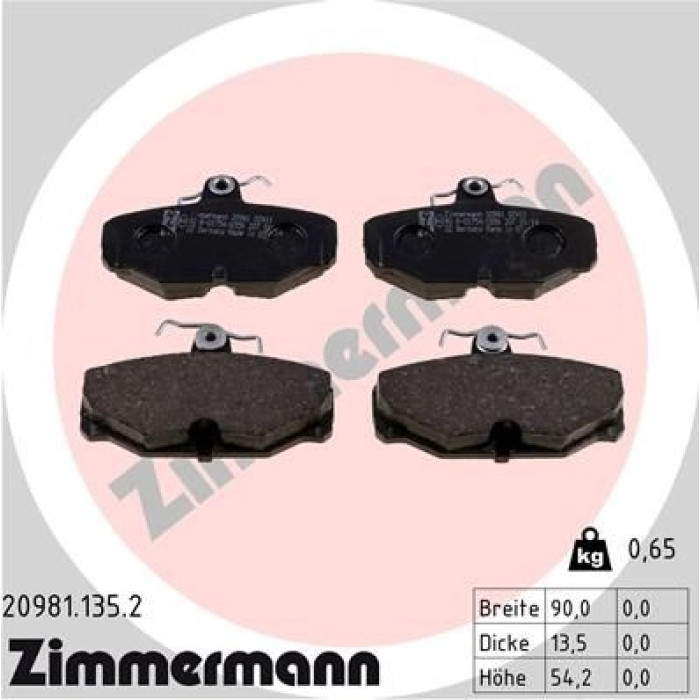 Zimmermann 20981.135.2 Bremsbelagsatz, Scheibenbremse Zimmermann 20981.135.2 Bremsbelagsatz, Scheibenbremse
