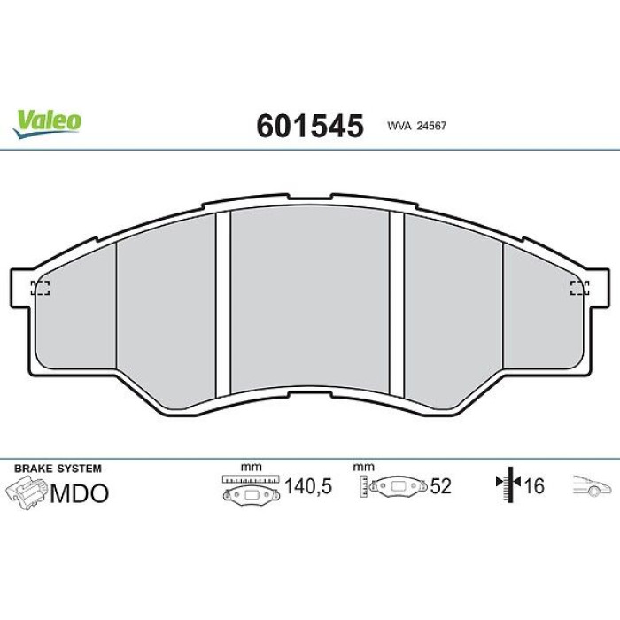 Valeo 601545 Bremsbelagsatz, Scheibenbremse Valeo 601545 Bremsbelagsatz, Scheibenbremse