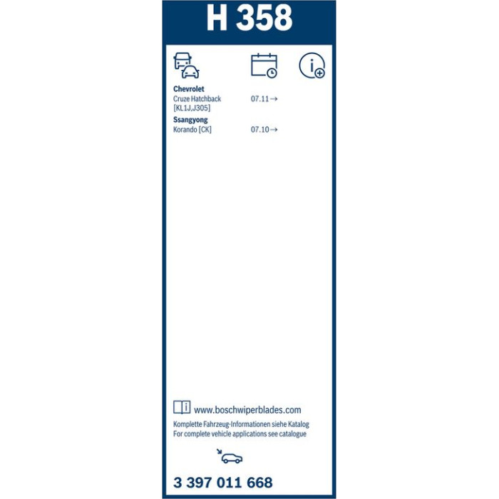 BOSCH H 358 Scheibenwischer Rear 3 397 011 668