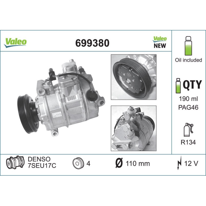 Valeo 699380 Kompressor, Klimaanlage CORE-FLEX Valeo 699380 Kompressor, Klimaanlage CORE-FLEX