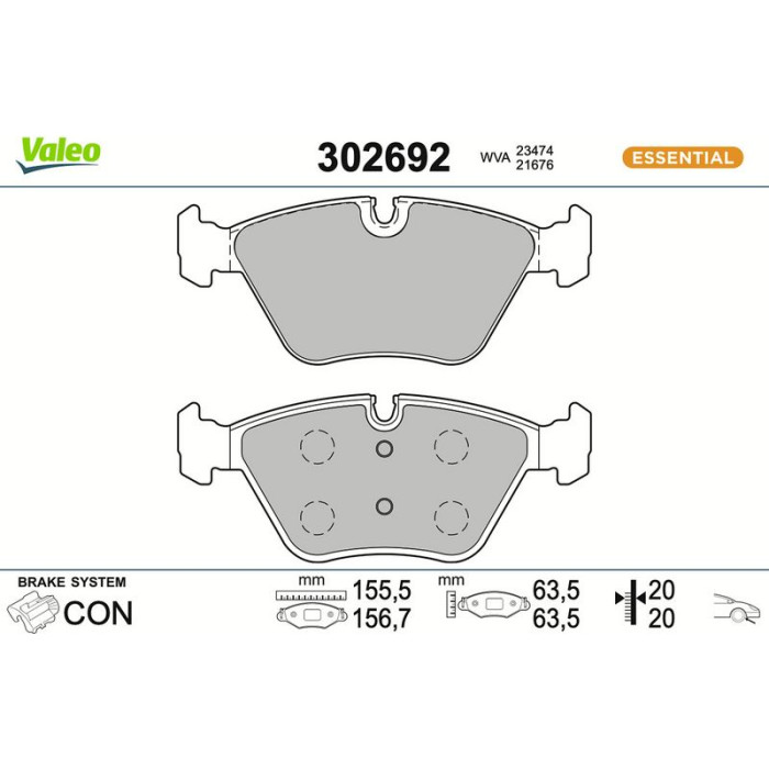 Valeo 302692 Bremsbelagsatz, Scheibenbremse ESSENTIAL Valeo 302692 Bremsbelagsatz, Scheibenbremse ESSENTIAL