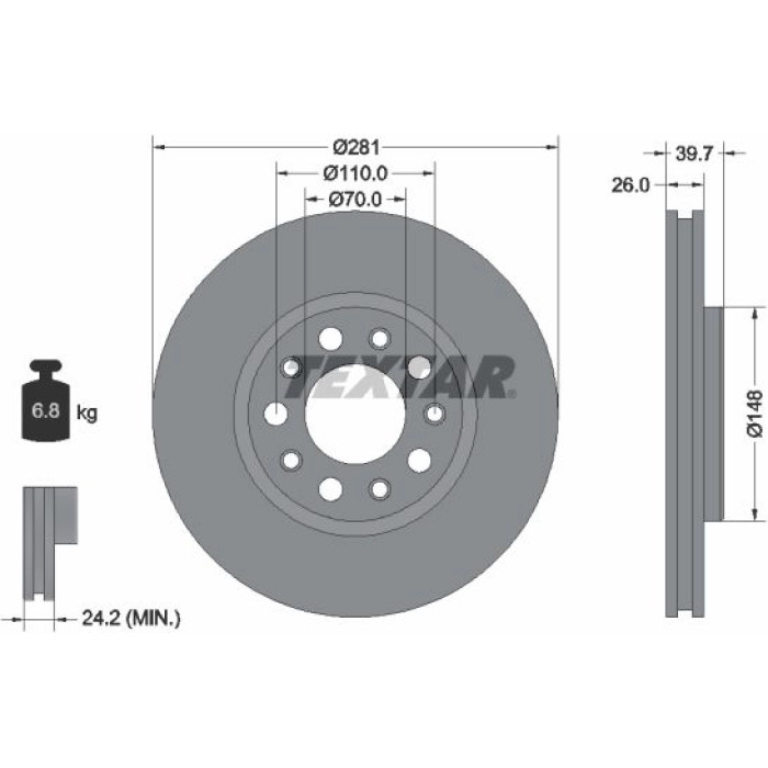 Textar 92230103 Bremsscheibe PRO Textar 92230103 Bremsscheibe PRO