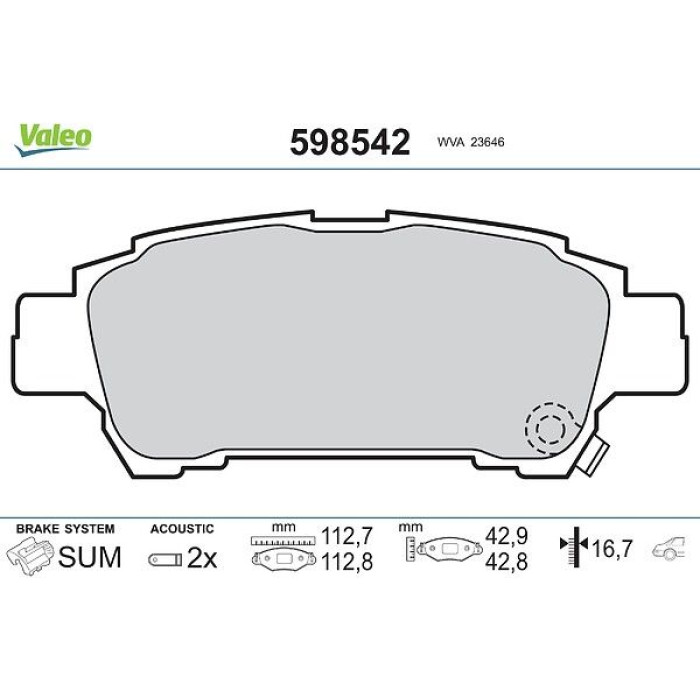 Valeo 598542 Bremsbelagsatz, Scheibenbremse Valeo 598542 Bremsbelagsatz, Scheibenbremse