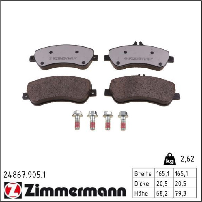 Zimmermann 24867.905.1 Bremsbelagsatz, Scheibenbremse rd:z