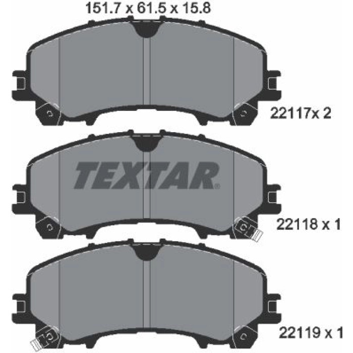 Textar 2211701 Bremsbelagsatz, Scheibenbremse