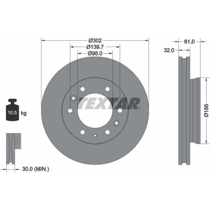Textar 92253403 Bremsscheibe PRO Textar 92253403 Bremsscheibe PRO