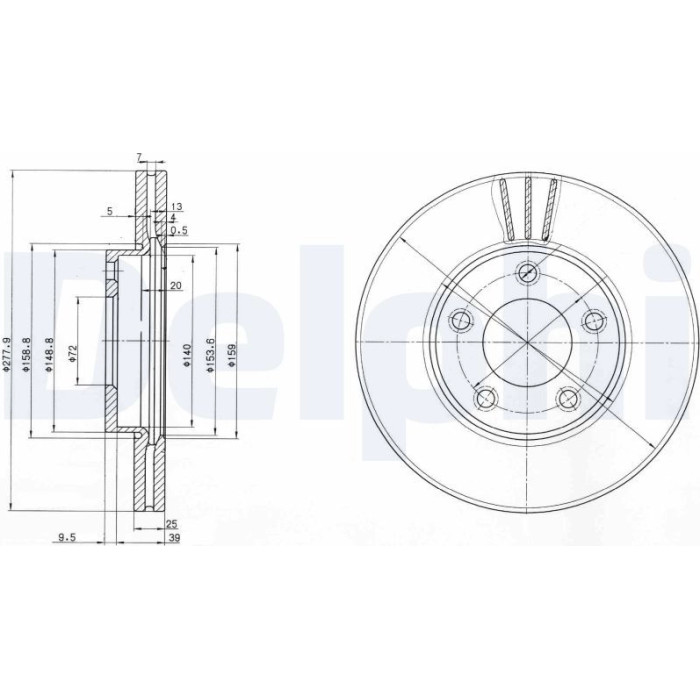 Delphi BG3927 Bremsscheibe Delphi BG3927 Bremsscheibe