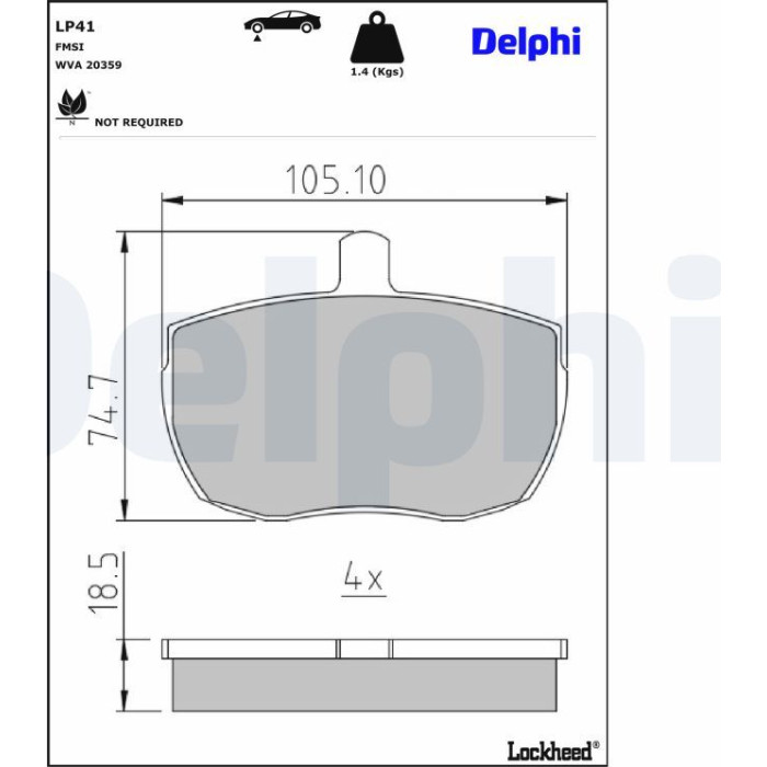 Delphi LP41 Bremsbelagsatz, Scheibenbremse