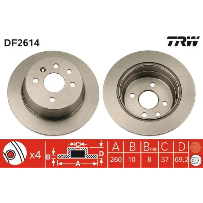 TRW DF2614 Bremsscheibe TRW DF2614 Bremsscheibe