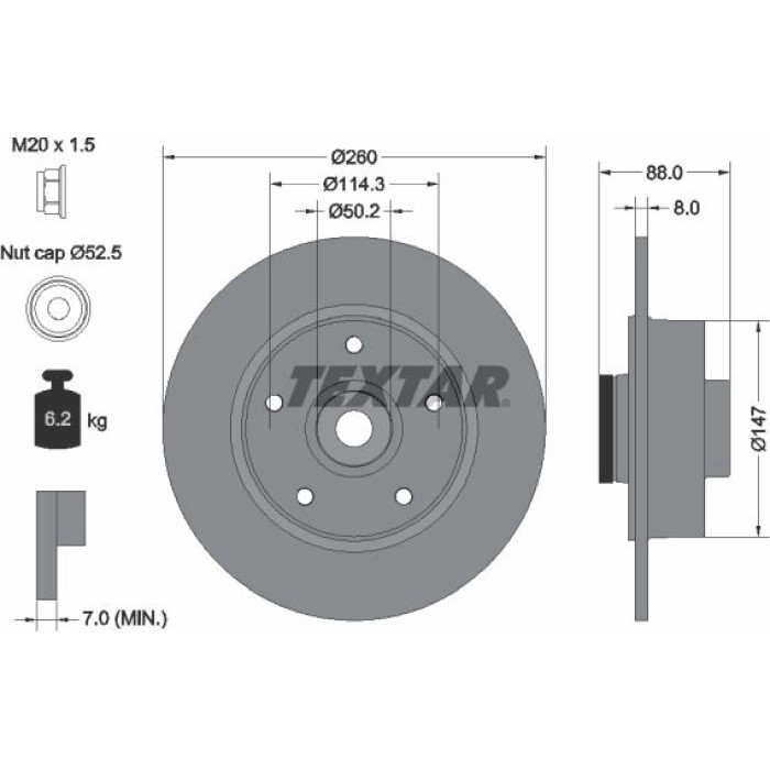 Textar 92196003 Bremsscheibe PRO Textar 92196003 Bremsscheibe PRO