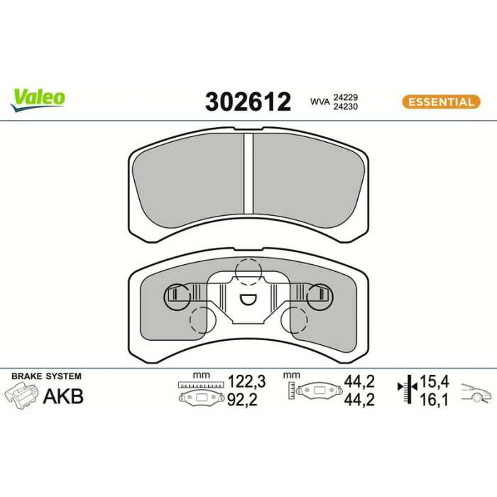 Valeo 302612 Bremsbelagsatz, Scheibenbremse ESSENTIAL