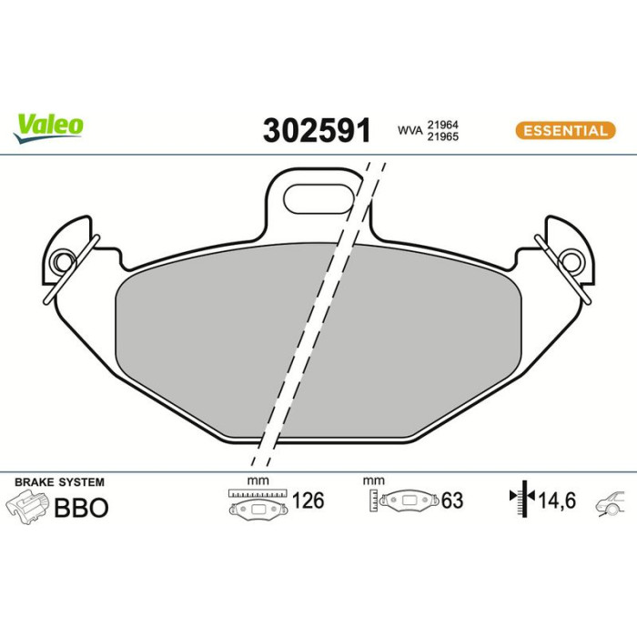 Valeo 302591 Bremsbelagsatz, Scheibenbremse ESSENTIAL Valeo 302591 Bremsbelagsatz, Scheibenbremse ESSENTIAL