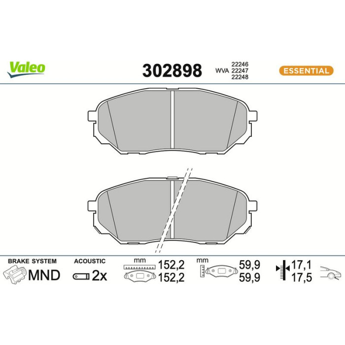 Valeo 302898 Bremsbelagsatz, Scheibenbremse ESSENTIAL