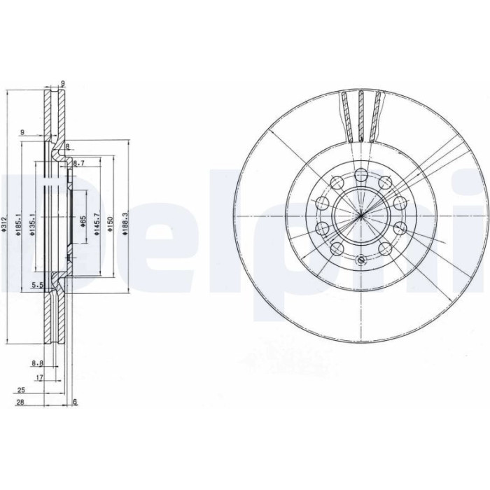 Delphi BG3528 Bremsscheibe Delphi BG3528 Bremsscheibe