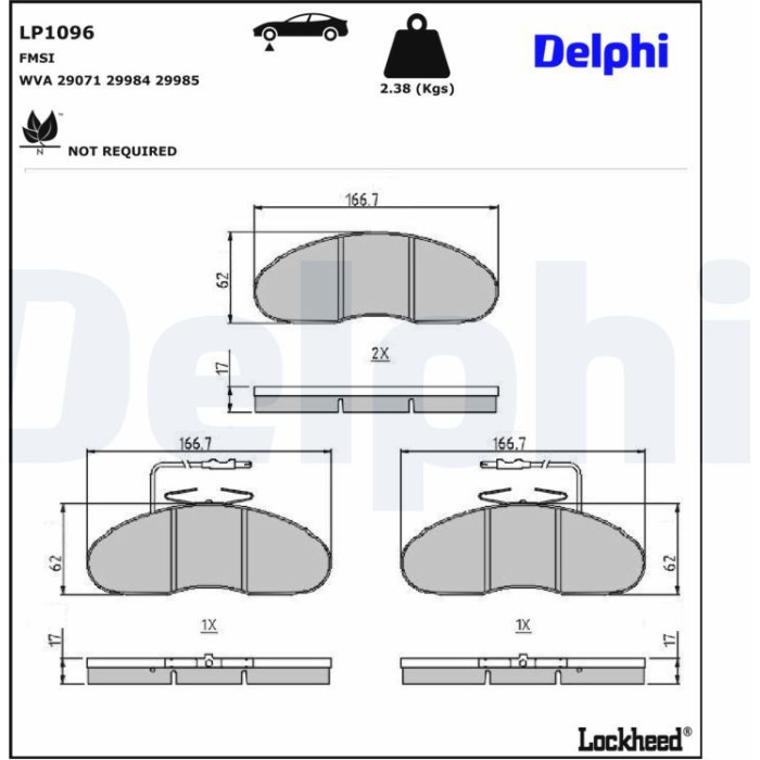 Delphi LP1096 Bremsbelagsatz, Scheibenbremse Delphi LP1096 Bremsbelagsatz, Scheibenbremse