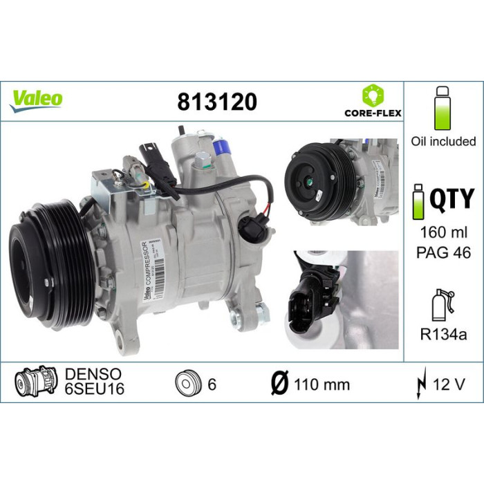 Valeo 813120 Kompressor, Klimaanlage CORE-FLEX Valeo 813120 Kompressor, Klimaanlage CORE-FLEX