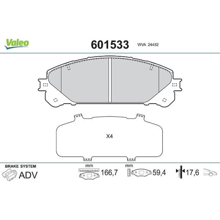 Valeo 601533 Bremsbelagsatz, Scheibenbremse Valeo 601533 Bremsbelagsatz, Scheibenbremse
