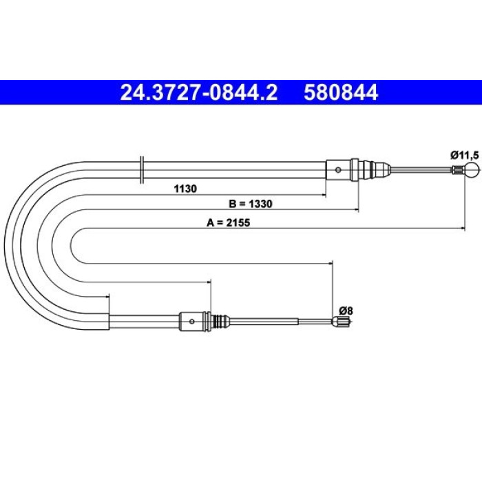 ATE 24.3727-0844.2 Seilzug, Feststellbremse ATE 24.3727-0844.2 Seilzug, Feststellbremse