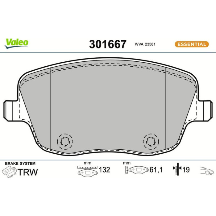 Valeo 301667 Bremsbelagsatz, Scheibenbremse ESSENTIAL Valeo 301667 Bremsbelagsatz, Scheibenbremse ESSENTIAL