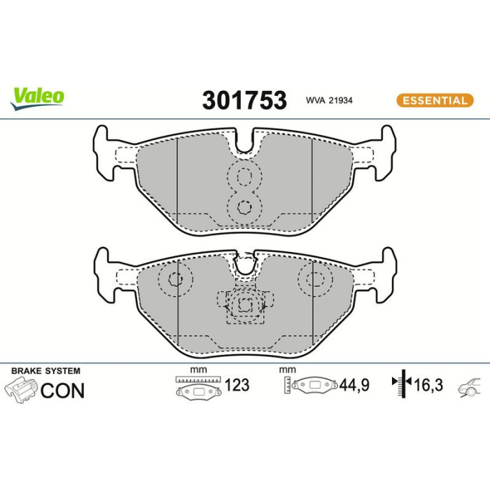Valeo 301753 Bremsbelagsatz, Scheibenbremse ESSENTIAL Valeo 301753 Bremsbelagsatz, Scheibenbremse ESSENTIAL
