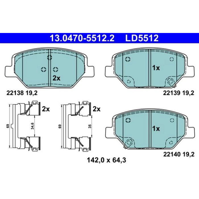 ATE 13.0470-5512.2 Bremsbelagsatz, Scheibenbremse Ceramic ATE 13.0470-5512.2 Bremsbelagsatz, Scheibenbremse Ceramic