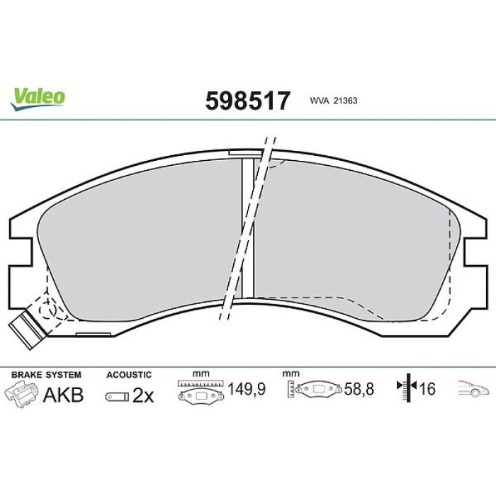 Valeo 598517 Bremsbelagsatz, Scheibenbremse