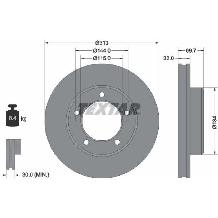 Textar 92108103 Bremsscheibe PRO Textar 92108103 Bremsscheibe PRO