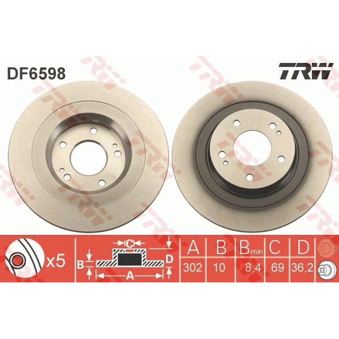 TRW DF6598 Bremsscheibe TRW DF6598 Bremsscheibe