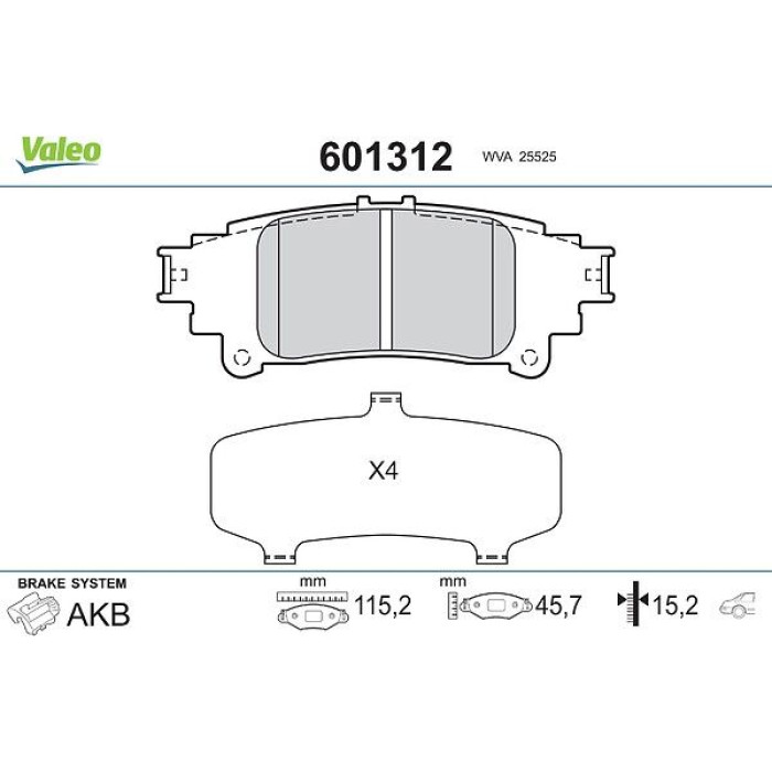 Valeo 601312 Bremsbelagsatz, Scheibenbremse Valeo 601312 Bremsbelagsatz, Scheibenbremse