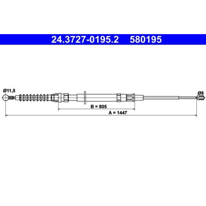 ATE 24.3727-0195.2 Handbremsseil 1447mm ATE 24.3727-0195.2 Handbremsseil 1447mm