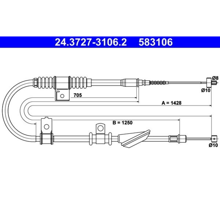 ATE 24.3727-3106.2 Seilzug, Feststellbremse ATE 24.3727-3106.2 Seilzug, Feststellbremse