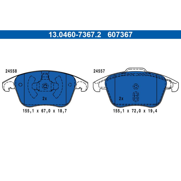 ATE 13.0460-7367.2 Bremsbelagsatz, Scheibenbremse ATE 13.0460-7367.2 Bremsbelagsatz, Scheibenbremse