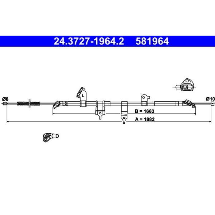 ATE 24.3727-1964.2 Seilzug, Feststellbremse ATE 24.3727-1964.2 Seilzug, Feststellbremse
