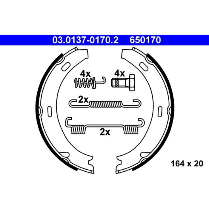 ATE 03.0137-0170.2 Bremsbackensatz, Feststellbremse mit Zubehör ATE 03.0137-0170.2 Bremsbackensatz, Feststellbremse mit Zubehör